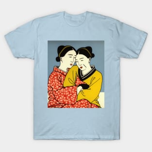 Two Asian Geisha Girls Illustration T-Shirt